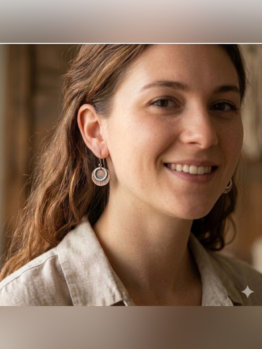Brown Double Circle Earrings